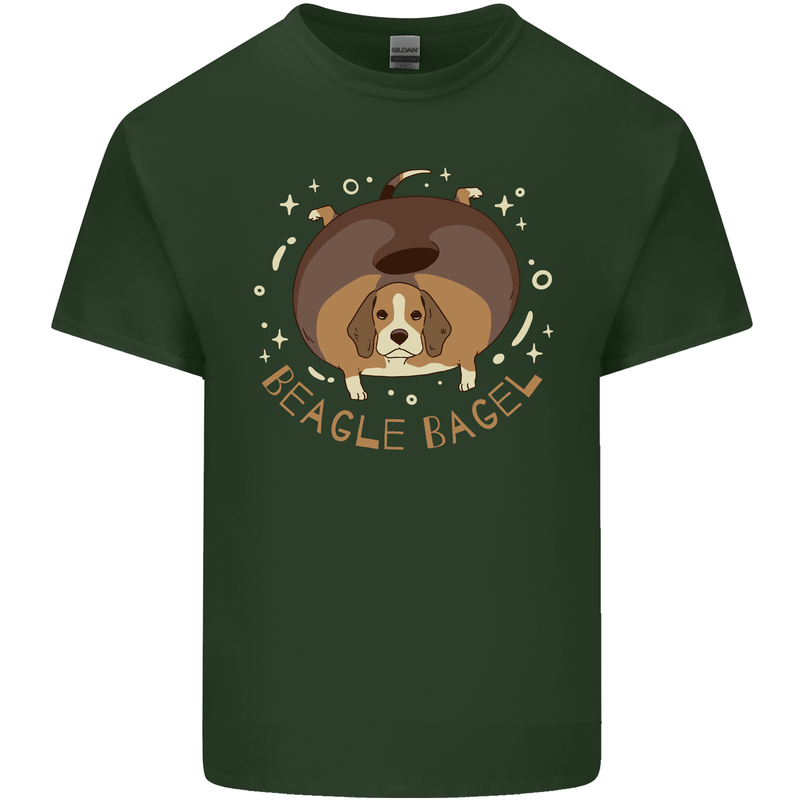 Beagle Bagel Funny Dog Mens Cotton T-Shirt Tee Top Forest Green