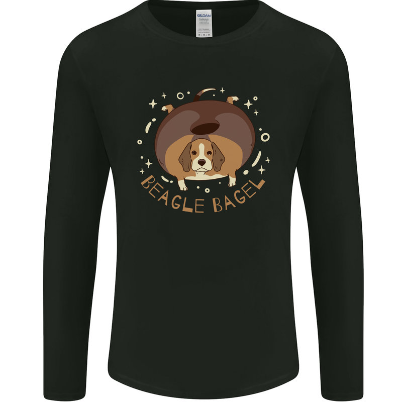 Beagle Bagel Funny Dog Mens Long Sleeve T-Shirt Black