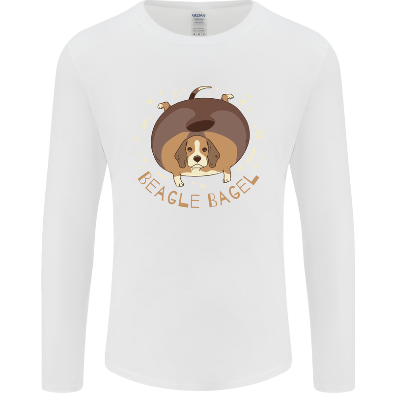 Beagle Bagel Funny Dog Mens Long Sleeve T-Shirt White