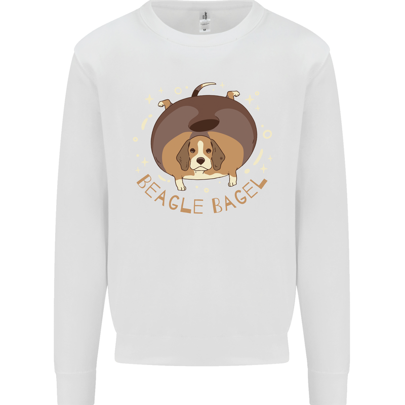 Beagle Bagel Funny Dog Mens Sweatshirt Jumper White