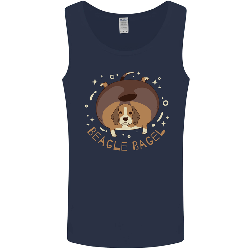 Beagle Bagel Funny Dog Mens Vest Tank Top Navy Blue