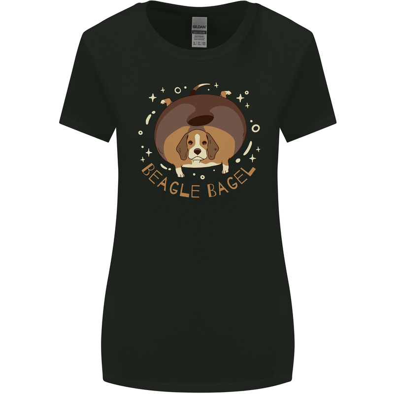 Beagle Bagel Funny Dog Womens Wider Cut T-Shirt Black