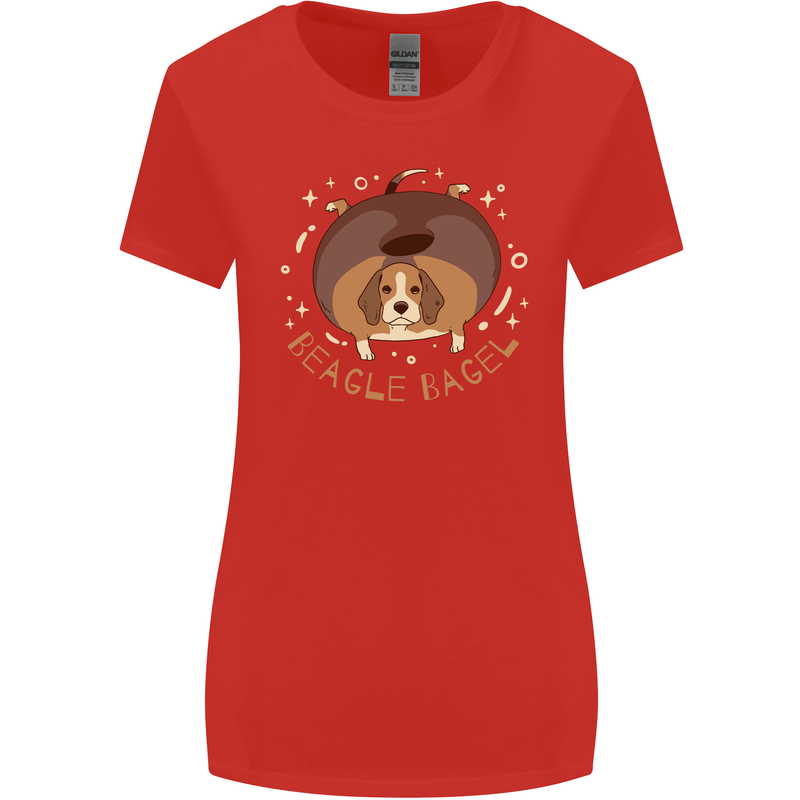 Beagle Bagel Funny Dog Womens Wider Cut T-Shirt Red