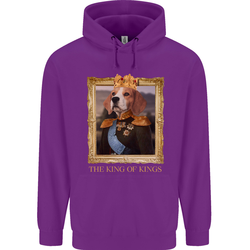 Beagle King Funny Dog Childrens Kids Hoodie Purple
