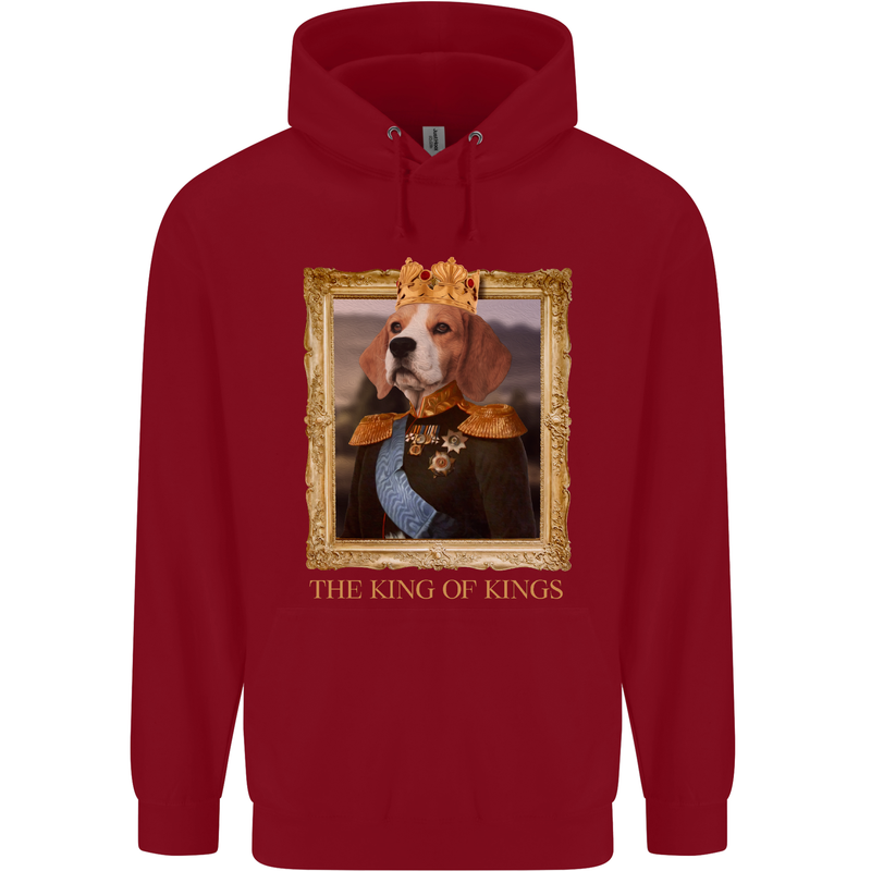 Beagle King Funny Dog Childrens Kids Hoodie Red