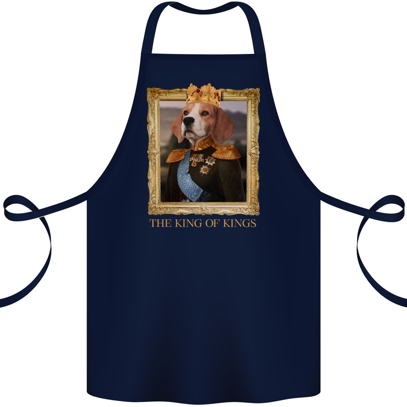 Beagle King Funny Dog Cotton Apron 100% Organic Navy Blue