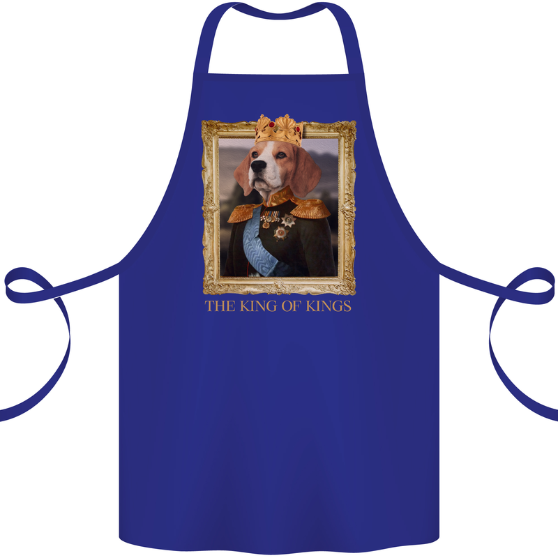 Beagle King Funny Dog Cotton Apron 100% Organic Royal Blue