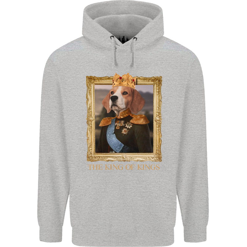 Beagle King Funny Dog Mens 80% Cotton Hoodie Sports Grey