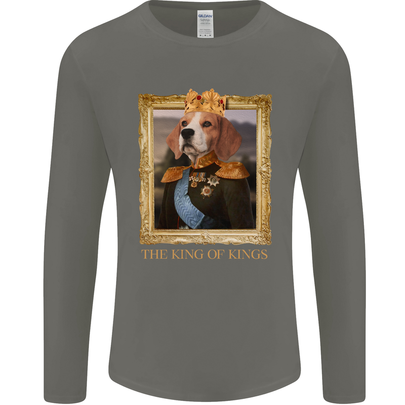 Beagle King Funny Dog Mens Long Sleeve T-Shirt Charcoal