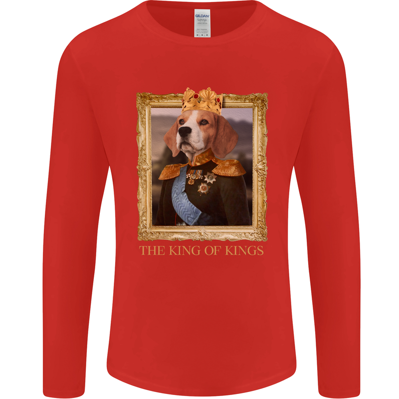 Beagle King Funny Dog Mens Long Sleeve T-Shirt Red