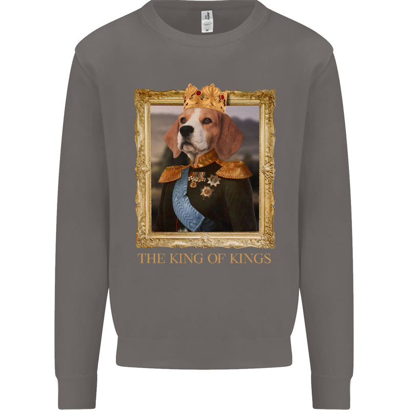Beagle King Funny Dog Mens Sweatshirt Jumper Charcoal