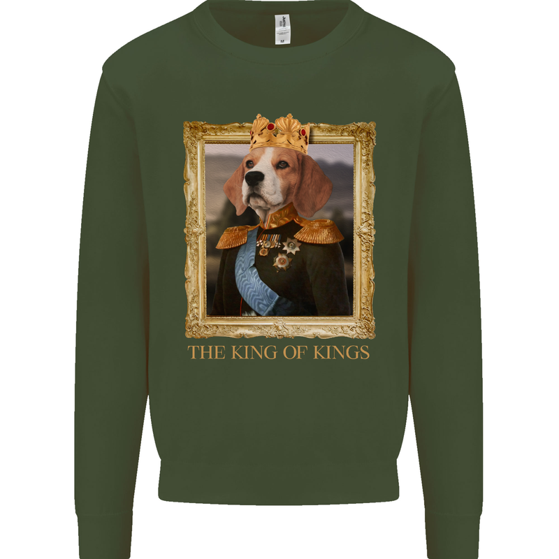 Beagle King Funny Dog Mens Sweatshirt Jumper Forest Green