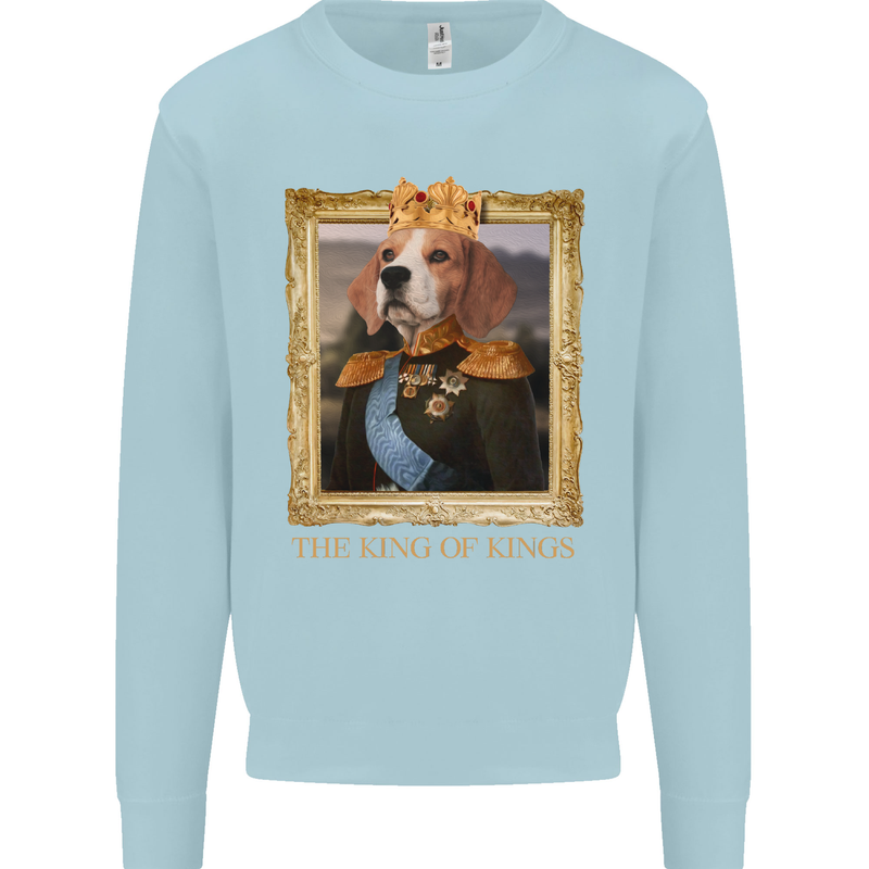 Beagle King Funny Dog Mens Sweatshirt Jumper Light Blue