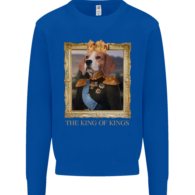 Beagle King Funny Dog Mens Sweatshirt Jumper Royal Blue
