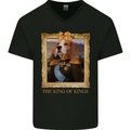 Beagle King Funny Dog Mens V-Neck Cotton T-Shirt Black