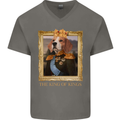 Beagle King Funny Dog Mens V-Neck Cotton T-Shirt Charcoal