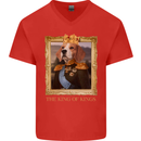Beagle King Funny Dog Mens V-Neck Cotton T-Shirt Red