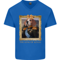 Beagle King Funny Dog Mens V-Neck Cotton T-Shirt Royal Blue