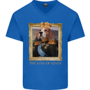Beagle King Funny Dog Mens V-Neck Cotton T-Shirt Royal Blue