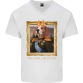 Beagle King Funny Dog Mens V-Neck Cotton T-Shirt White
