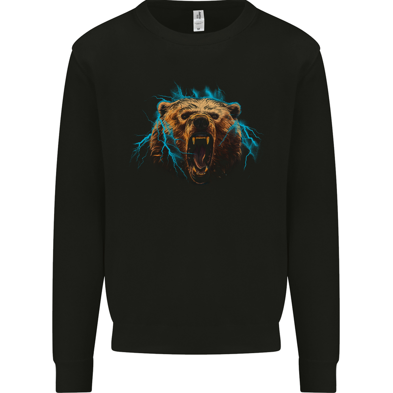 Bear Lightening Bolt Mens Sweatshirt Jumper Black
