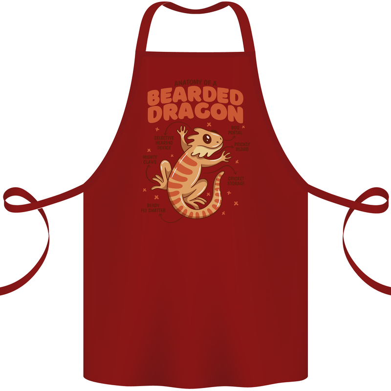 Bearded Dragon Anatomy Lizards, Reptiles, Cotton Apron 100% Organic Maroon
