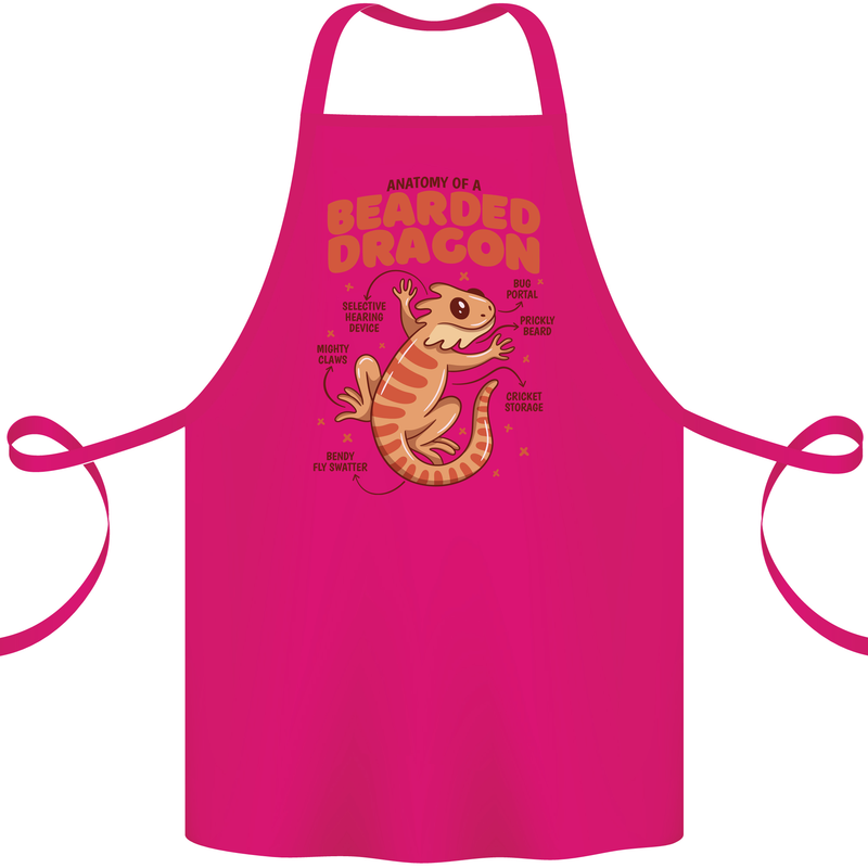 Bearded Dragon Anatomy Lizards, Reptiles, Cotton Apron 100% Organic Pink