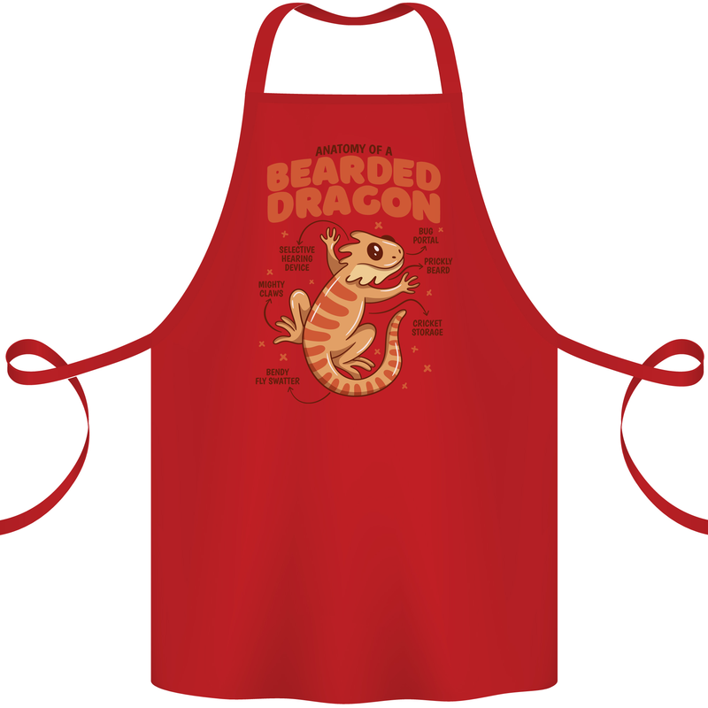 Bearded Dragon Anatomy Lizards, Reptiles, Cotton Apron 100% Organic Red