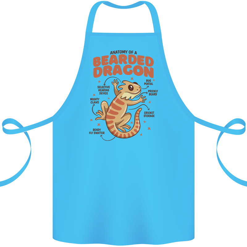 Bearded Dragon Anatomy Lizards, Reptiles, Cotton Apron 100% Organic Turquoise