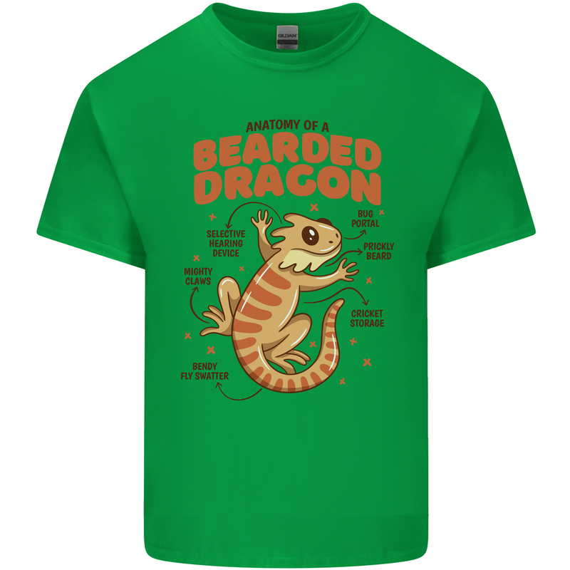 Bearded Dragon Anatomy Lizards, Reptiles, Kids T-Shirt Childrens Irish Green