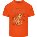 Bearded Dragon Anatomy Lizards, Reptiles, Mens Cotton T-Shirt Tee Top Orange