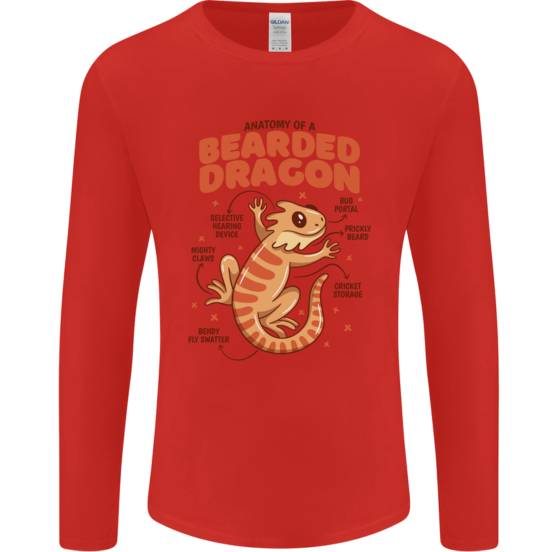 Bearded Dragon Anatomy Lizards, Reptiles, Mens Long Sleeve T-Shirt Red