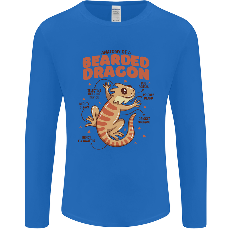 Bearded Dragon Anatomy Lizards, Reptiles, Mens Long Sleeve T-Shirt Royal Blue
