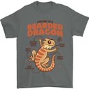 Bearded Dragon Anatomy Lizards, Reptiles, Mens T-Shirt 100% Cotton Charcoal