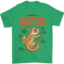 Bearded Dragon Anatomy Lizards, Reptiles, Mens T-Shirt 100% Cotton Irish Green