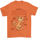 Bearded Dragon Anatomy Lizards, Reptiles, Mens T-Shirt 100% Cotton Orange
