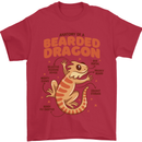 Bearded Dragon Anatomy Lizards, Reptiles, Mens T-Shirt 100% Cotton Red