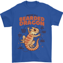 Bearded Dragon Anatomy Lizards, Reptiles, Mens T-Shirt 100% Cotton Royal Blue
