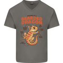 Bearded Dragon Anatomy Lizards, Reptiles, Mens V-Neck Cotton T-Shirt Charcoal