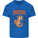 Bearded Dragon Anatomy Lizards, Reptiles, Mens V-Neck Cotton T-Shirt Royal Blue