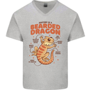 Bearded Dragon Anatomy Lizards, Reptiles, Mens V-Neck Cotton T-Shirt Sports Grey
