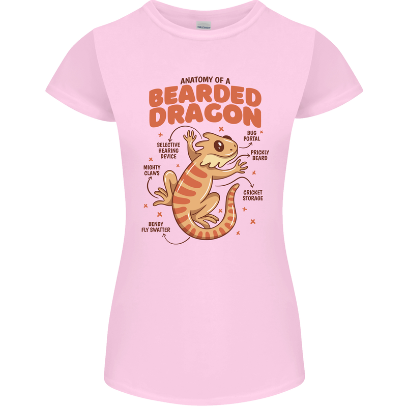 Bearded Dragon Anatomy Lizards, Reptiles, Womens Petite Cut T-Shirt Light Pink