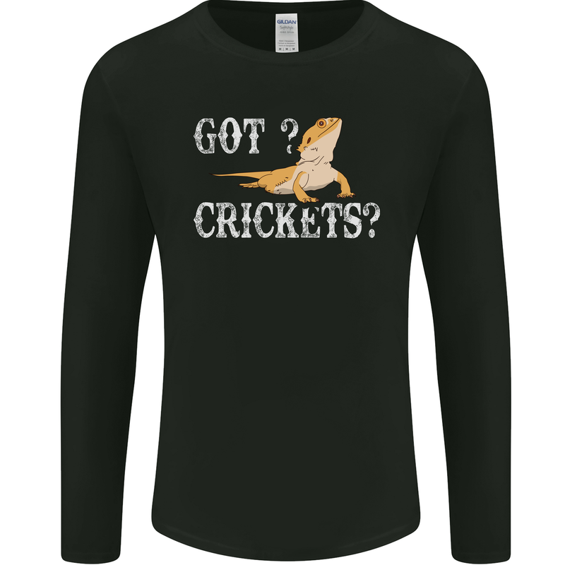 Bearded Dragon Got Crickets Lizard Reptile Mens Long Sleeve T-Shirt Black