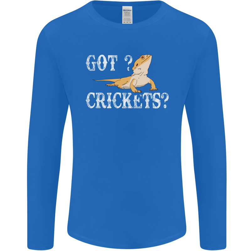 Bearded Dragon Got Crickets Lizard Reptile Mens Long Sleeve T-Shirt Royal Blue