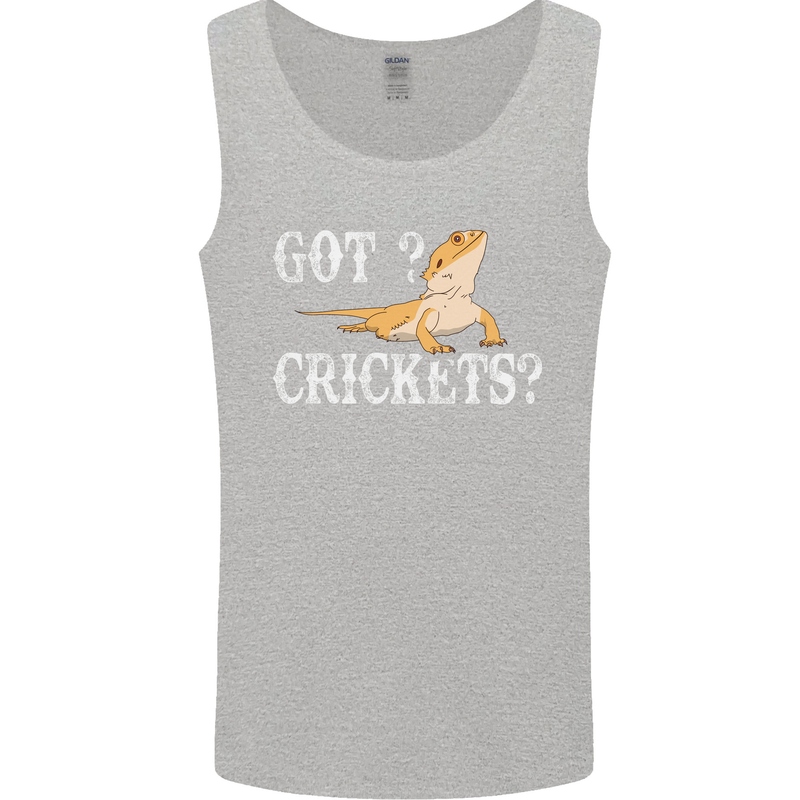Bearded Dragon Got Crickets Lizard Reptile Mens Vest Tank Top Sports Grey