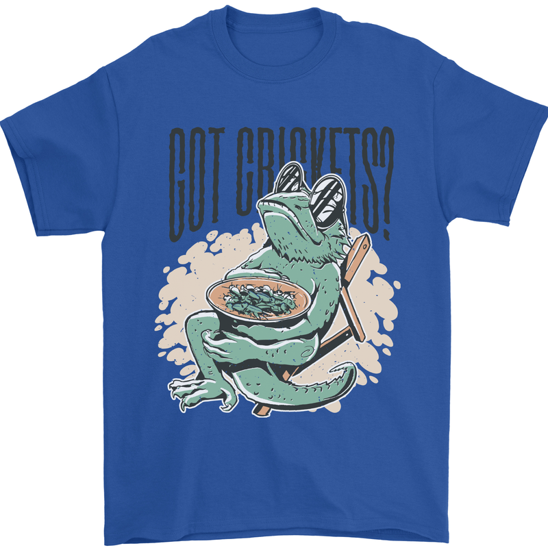 Bearded Dragon Got Crickets Mens T-Shirt 100% Cotton Royal Blue