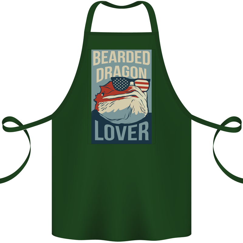 Bearded Dragon Lover USA America Cotton Apron 100% Organic Forest Green