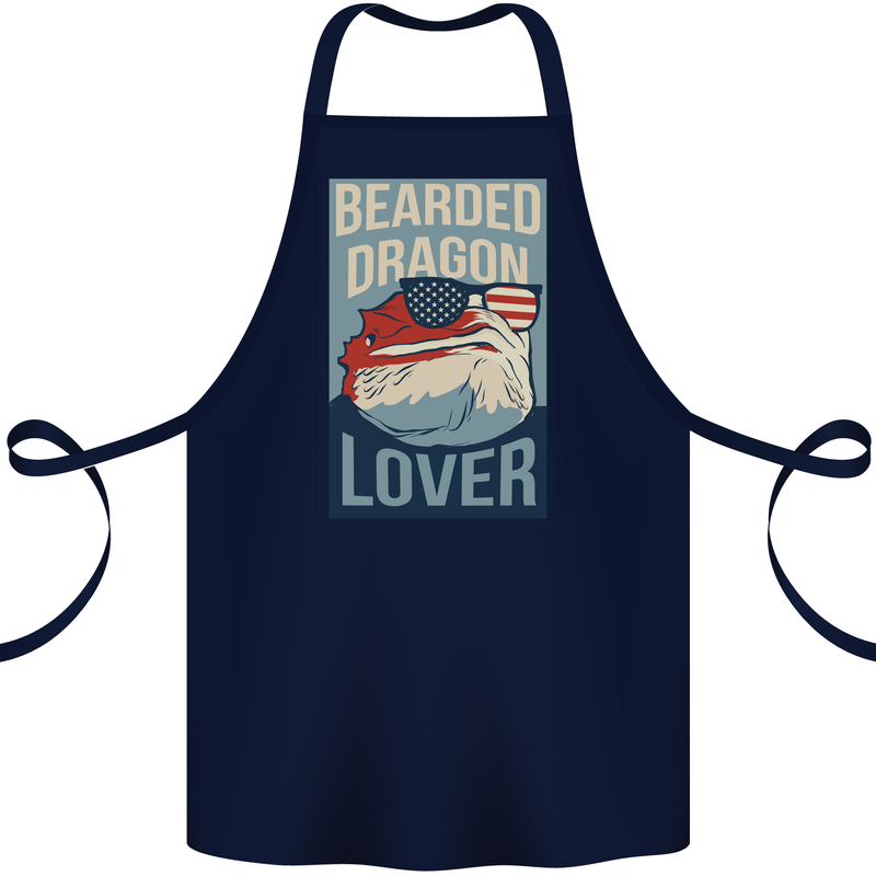 Bearded Dragon Lover USA America Cotton Apron 100% Organic Navy Blue