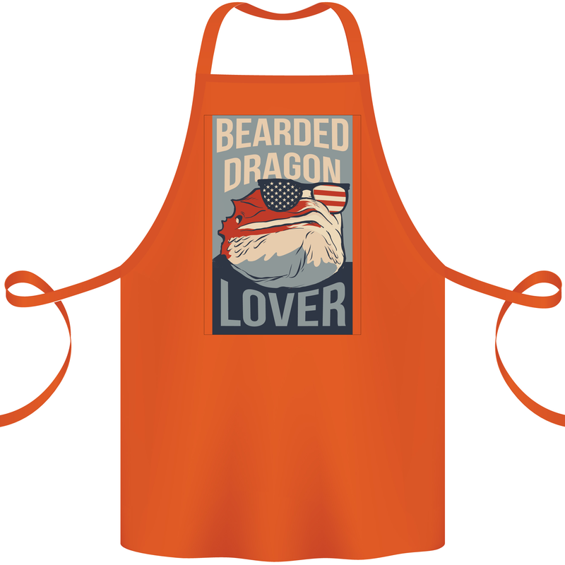 Bearded Dragon Lover USA America Cotton Apron 100% Organic Orange