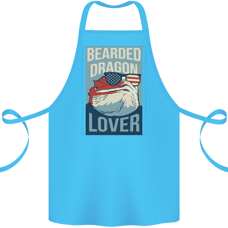 Bearded Dragon Lover USA America Cotton Apron 100% Organic Turquoise